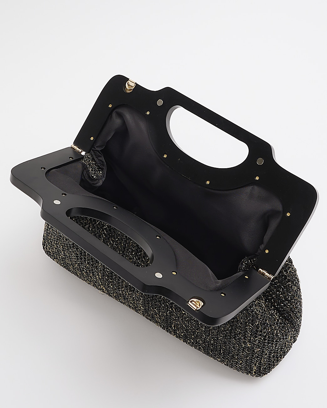 Black metallic raffia Clutch bag | River Island (UK & IE)