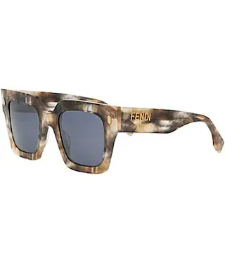 FENDI Women's FENDI Roma 50mm Havana Square Sunglasses - Shiny Brown Havana/Blue | Dillard's