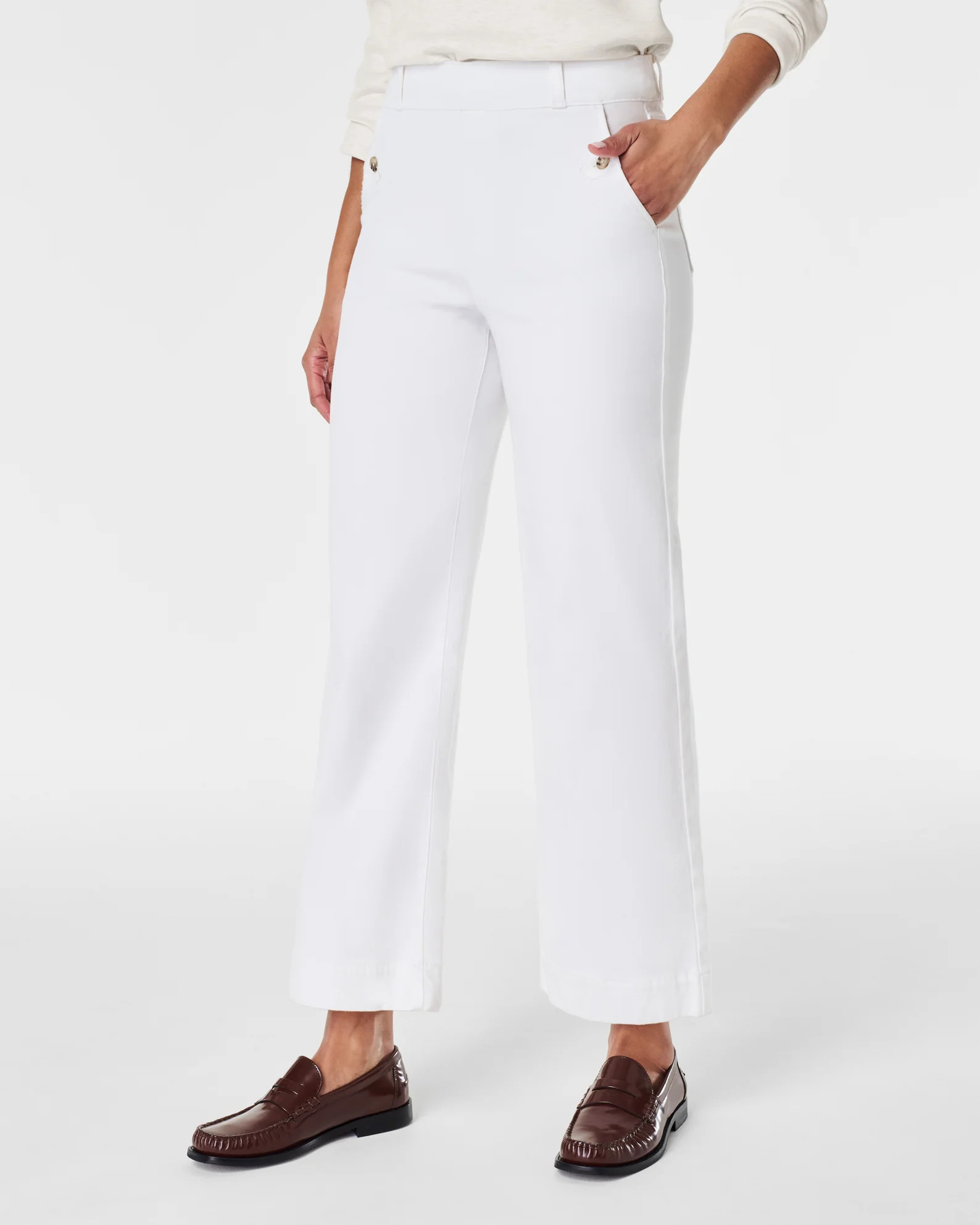 Stretch Twill Cropped Wide Leg Pant | Spanx