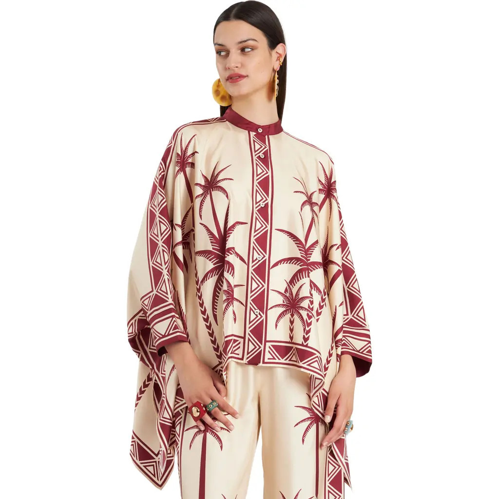 La DoubleJ Foulard Shirt Placée Date Palms Ivory in Date Palms Placée Ivory at Nordstrom, Size X-Small | Nordstrom