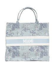 Large Miami Printed Chambray Denim Carryall Tote | Handbags | Marshalls | Marshalls