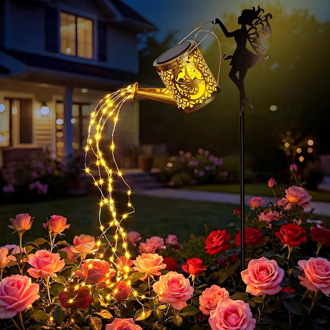Solar Fairy Watering Can Light, Hanging Metal Solar Lanterns Outdoor Waterproof Fairy Lights,Gard... | Amazon (US)