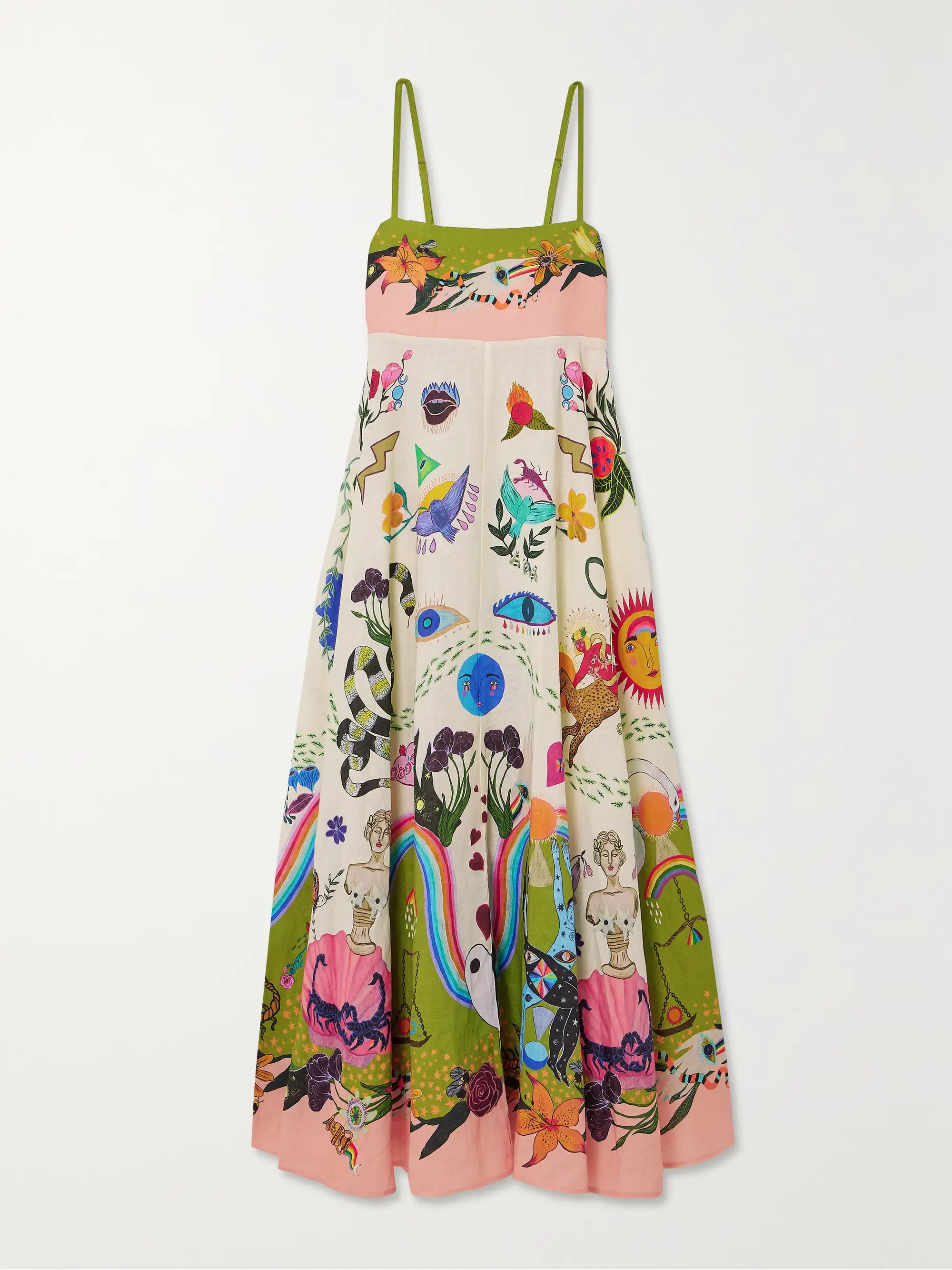+ NET SUSTAIN + Meagan Boyd Evergreen printed linen midi dress | NET-A-PORTER (UK & EU)