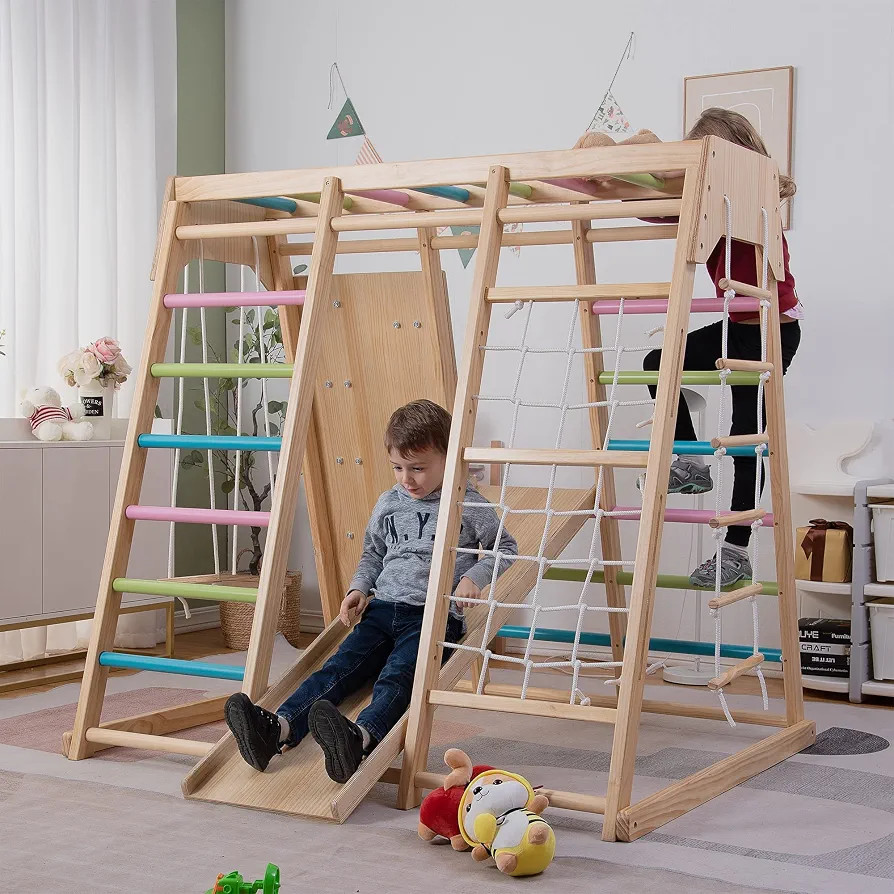 Avenlur Magnolia Indoor Playground 7-in-1 Jungle Gym Playset for Kids 2-6yrs - Slide, Climbing Wa... | Amazon (US)