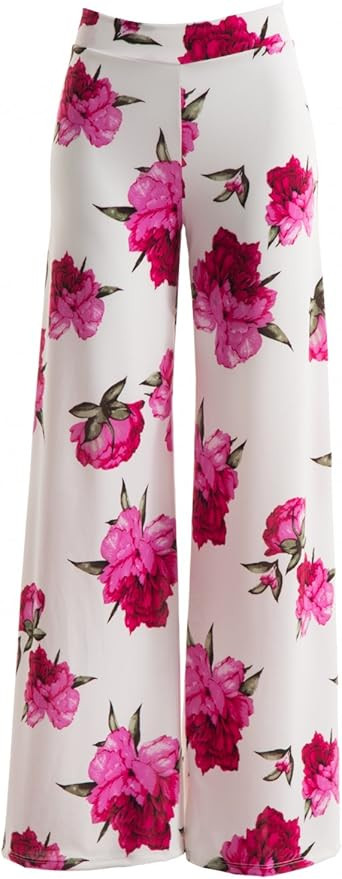 FASHIONOMICS Women's Wide Leg Stretchy Jersey Fold Over Waist High Waist Palazzo Lounge Pants | Amazon (US)