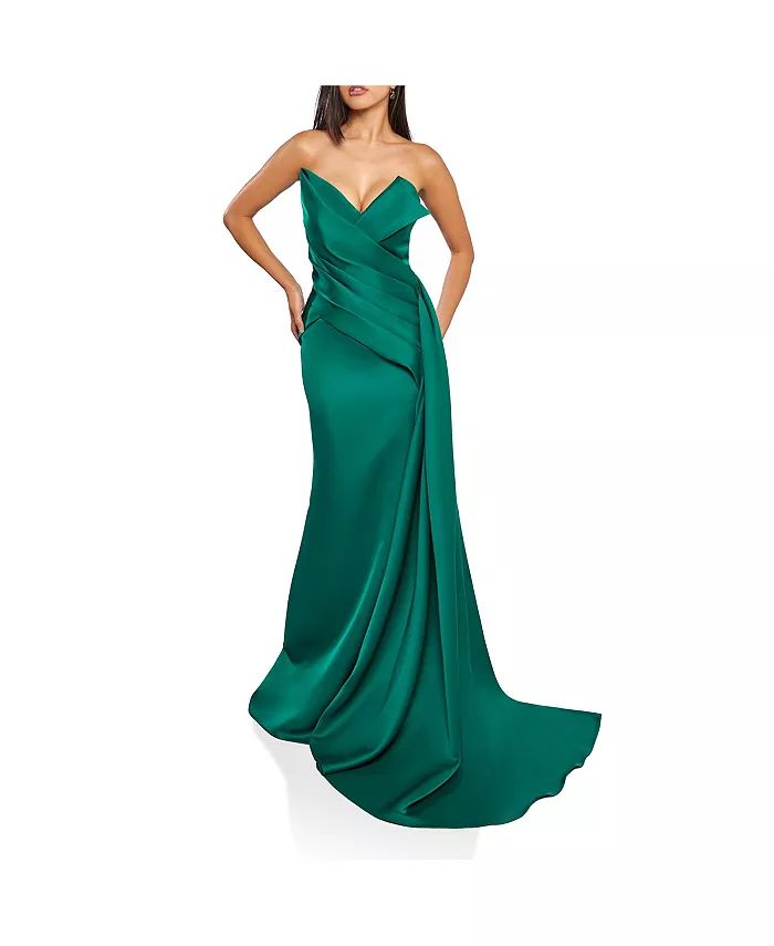Strapless Column Body Long Dress with Uneven Bust edge | Macy's