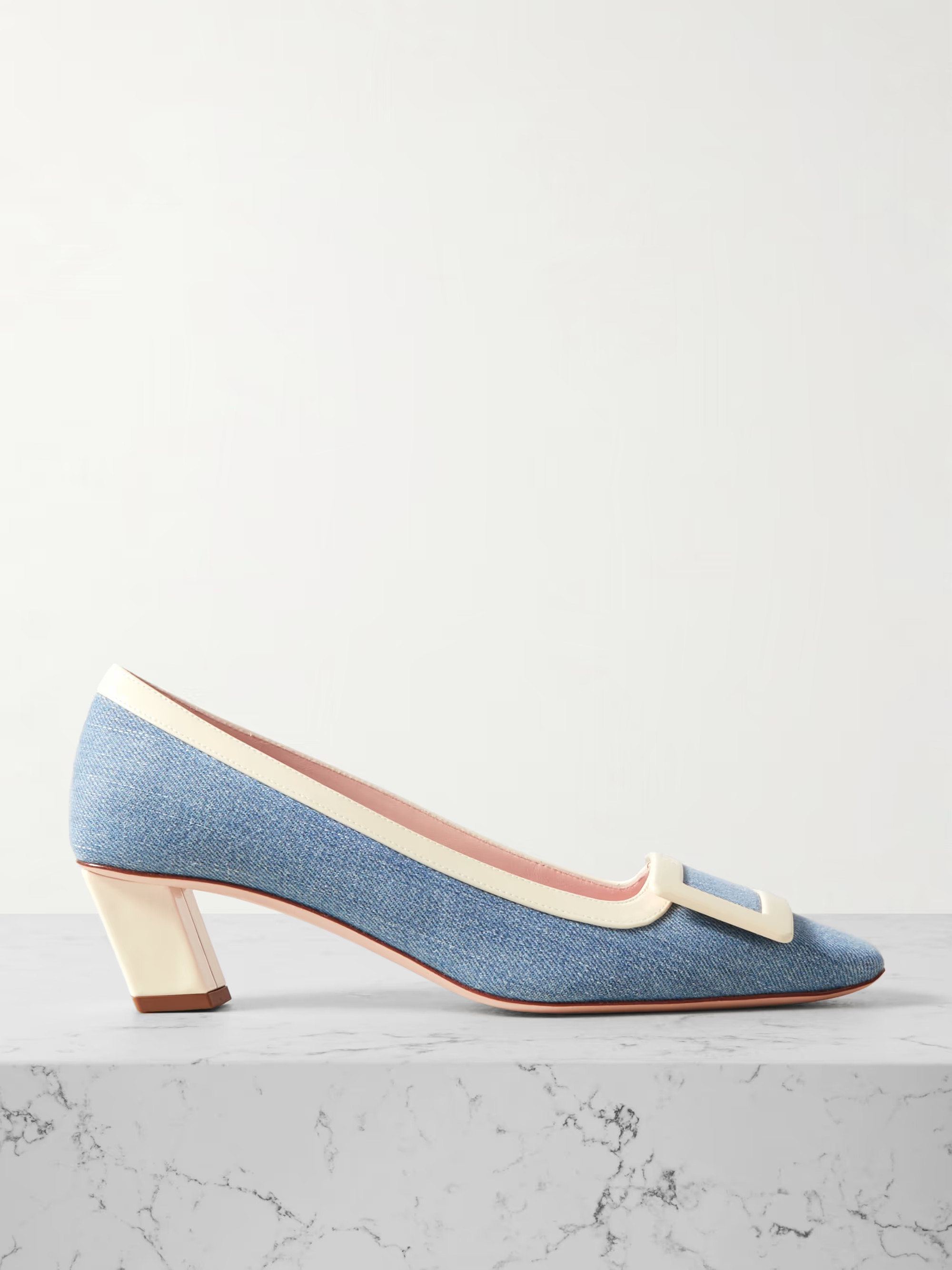 Belle Vivier denim and patent-leather pumps | NET-A-PORTER (UK & EU)