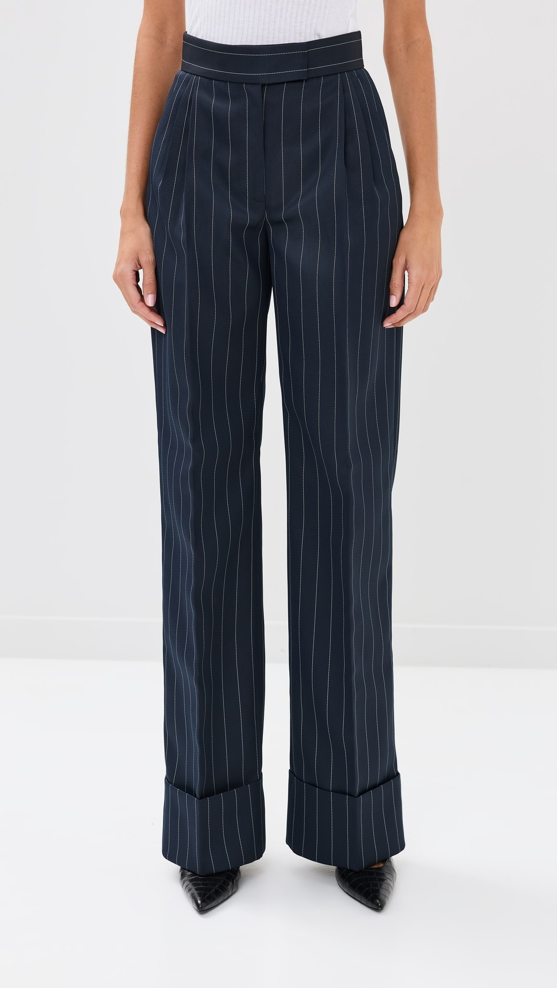 Wide Leg Trousers with Cuff Detail | Shopbop