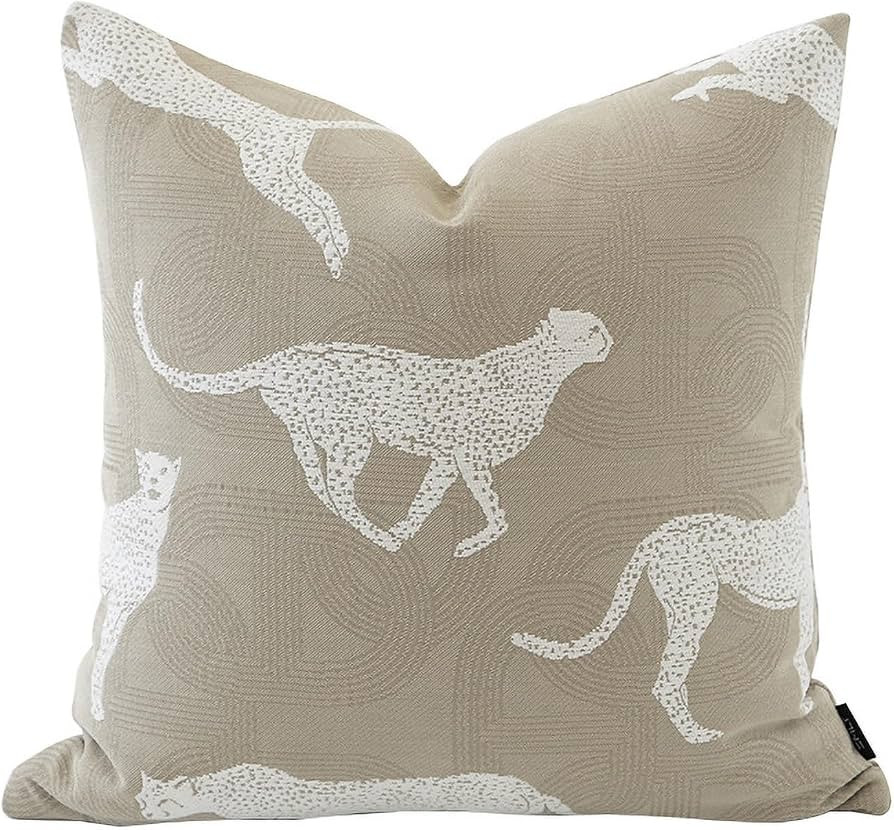 Croker Horse 22x22'' Inches Throw Pillow Cushion Cover - Leopard Pattern Chenille Jacquard Luxury... | Amazon (US)