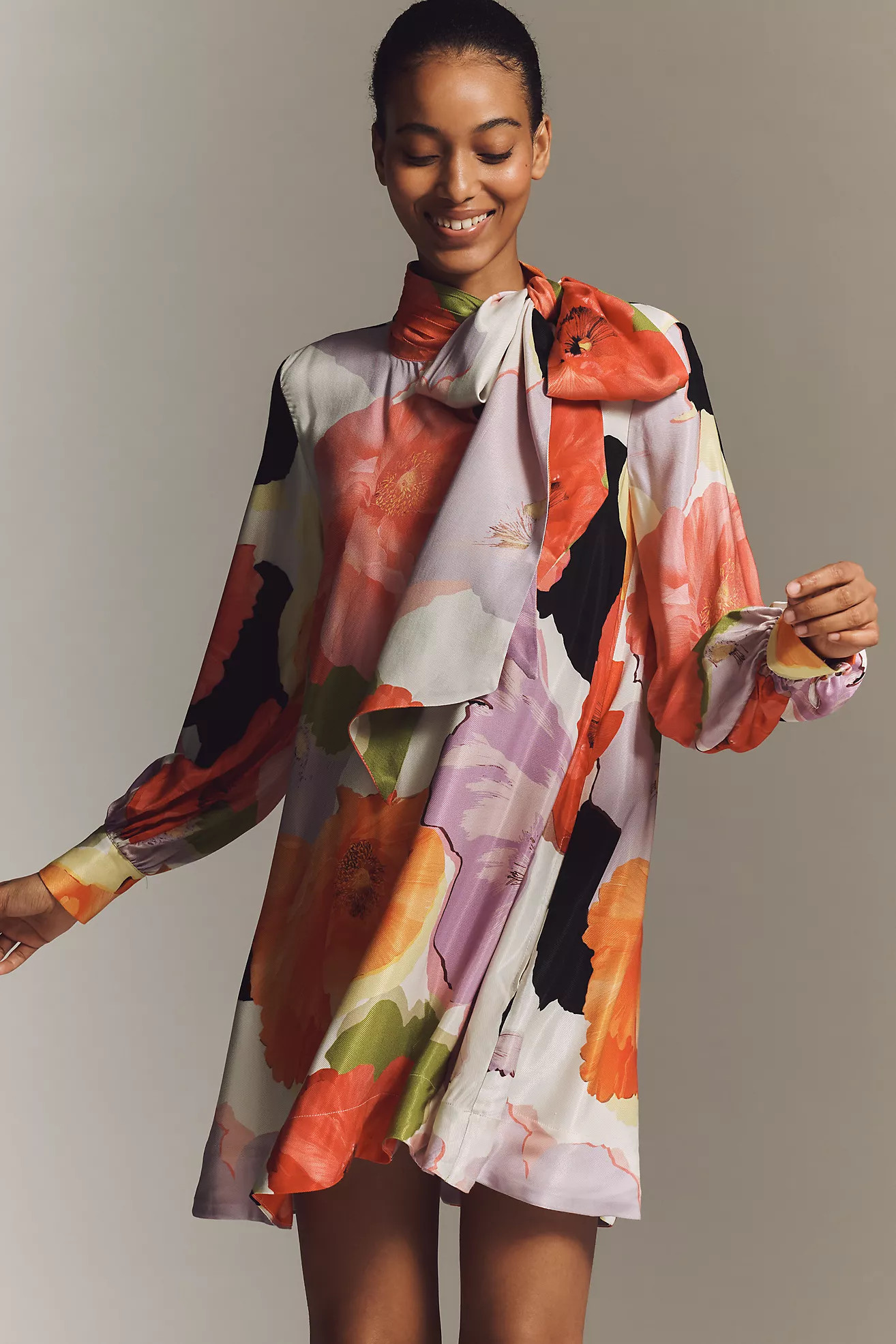 The Caroline Tie-Neck Mini Dress by Maeve | Anthropologie (US)