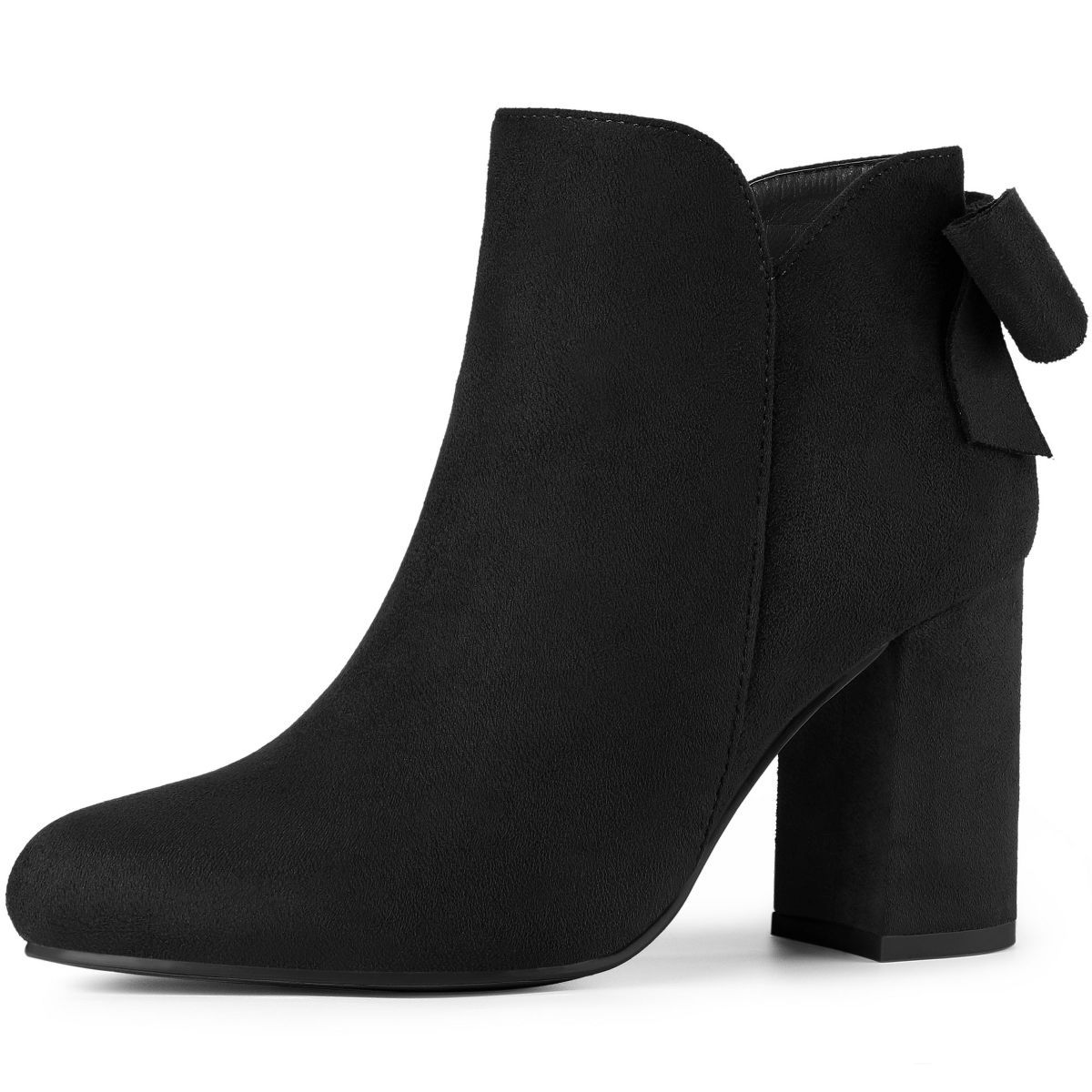 Allegra K Women's Round Toe Bow Decor Chunky Heel Ankle Boots | Target
