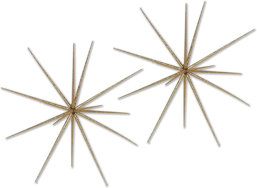 Queens of Christmas STBST-23-GO-2PK Starburst Ornament, Gold | Amazon (US)