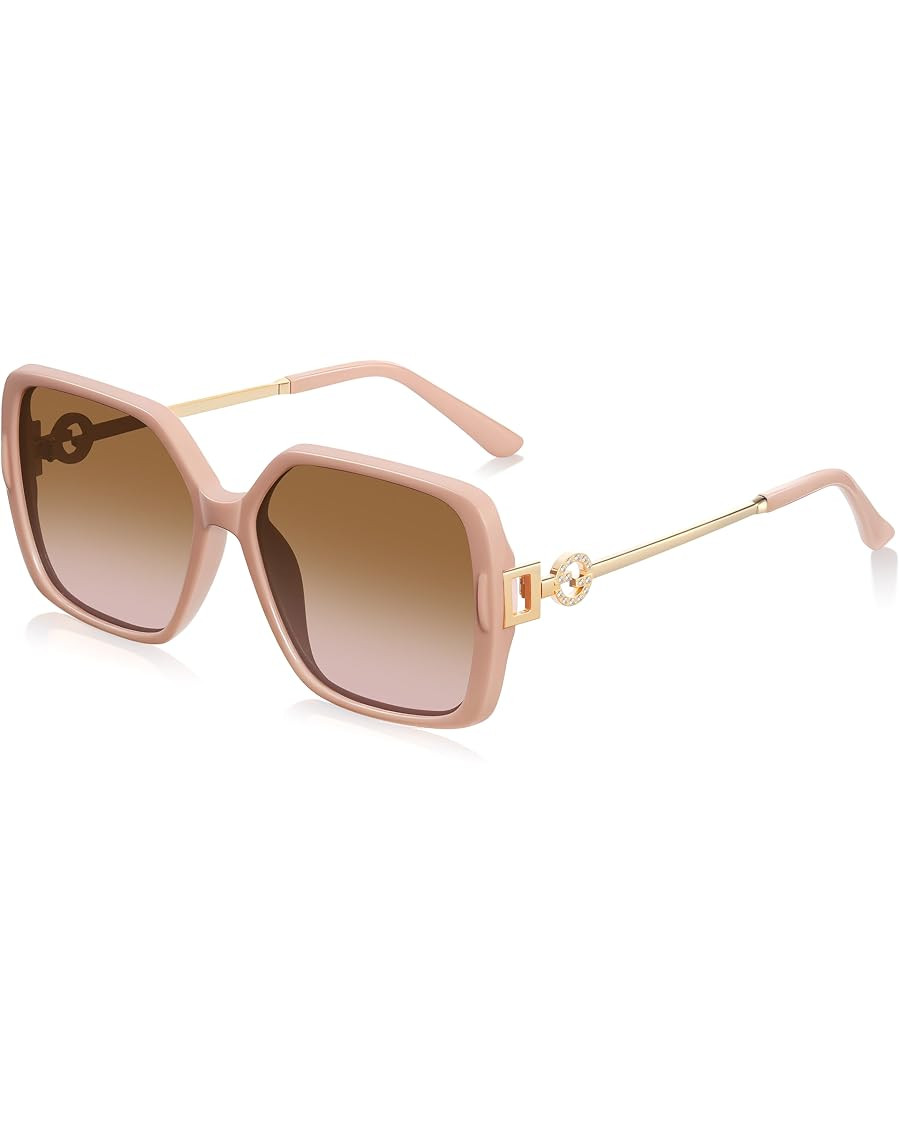 Retro Square Sunglasses for Women Oversized Vintage Style Sun Glasses UV Protection Metal Temple | Amazon (US)