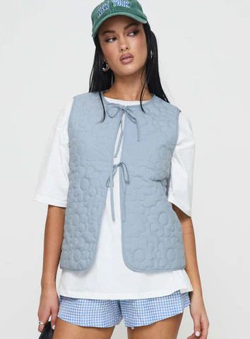 Frostwind Quilted Vest Blue | Princess Polly US