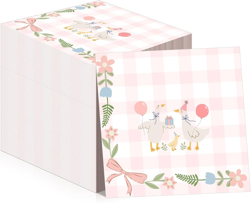 100 Pcs One Silly Goose Paper Napkins One Silly Goose Birthday Decorations Gingham 1st Birthday P... | Amazon (US)