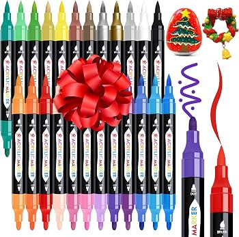 TBC The Best Crafts 24 Colors Dual Tip Acrylic Paint Markers,Waterproof, Non-Toxic, odorless, Sui... | Amazon (US)