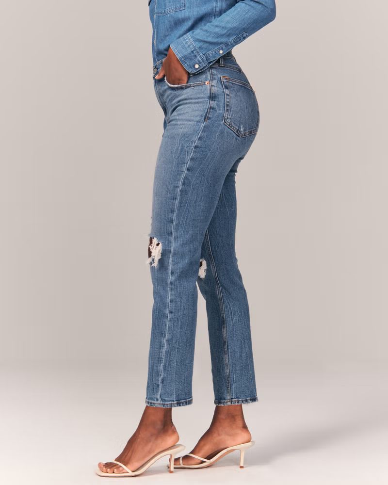 Curve Love Ultra High Rise Ankle Straight Jean | Abercrombie & Fitch (US)