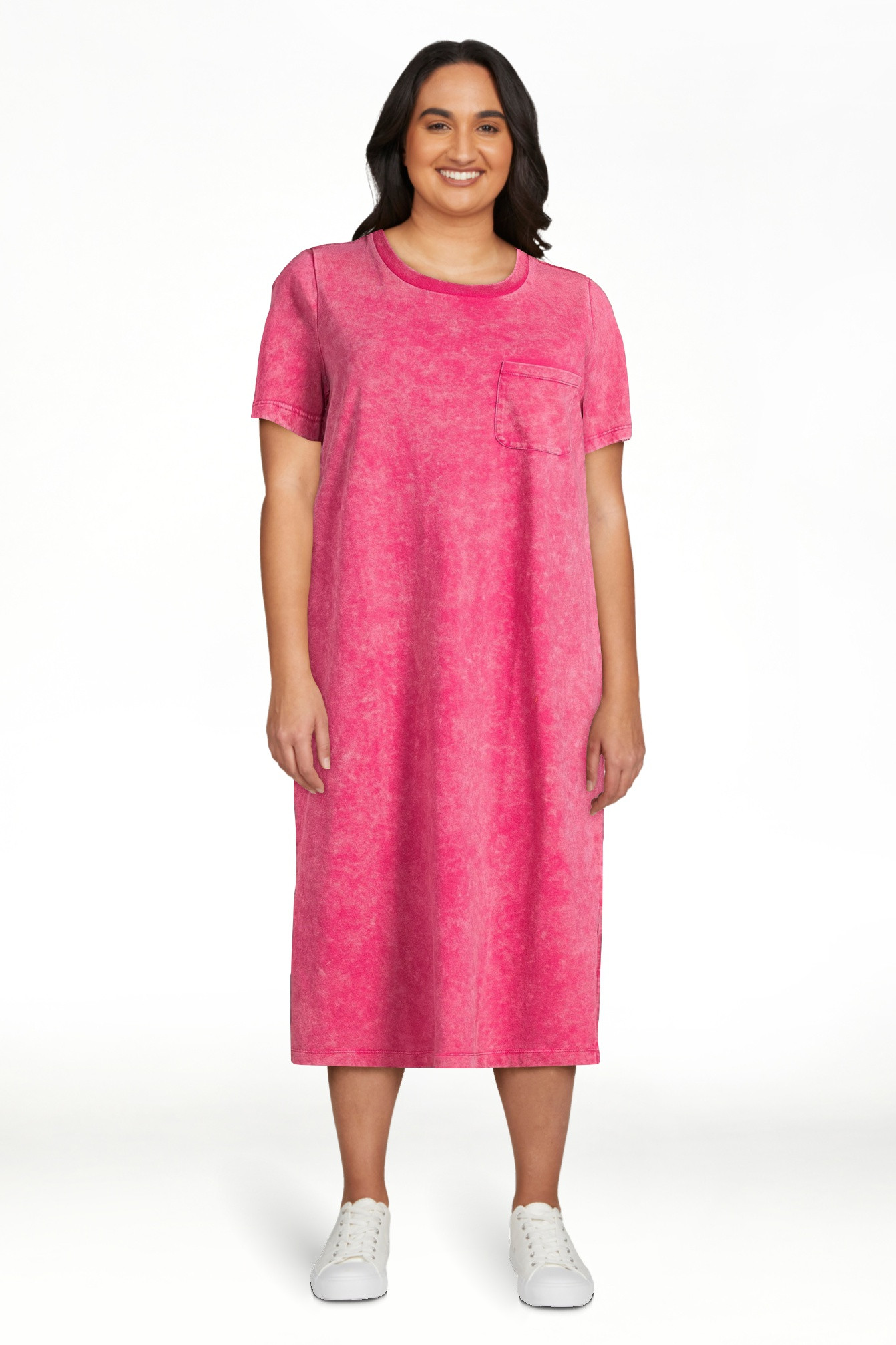 Time and Tru Women's Midi T-Shirt Dress with Short Sleeves, Sizes XS-3XL | Walmart (US)