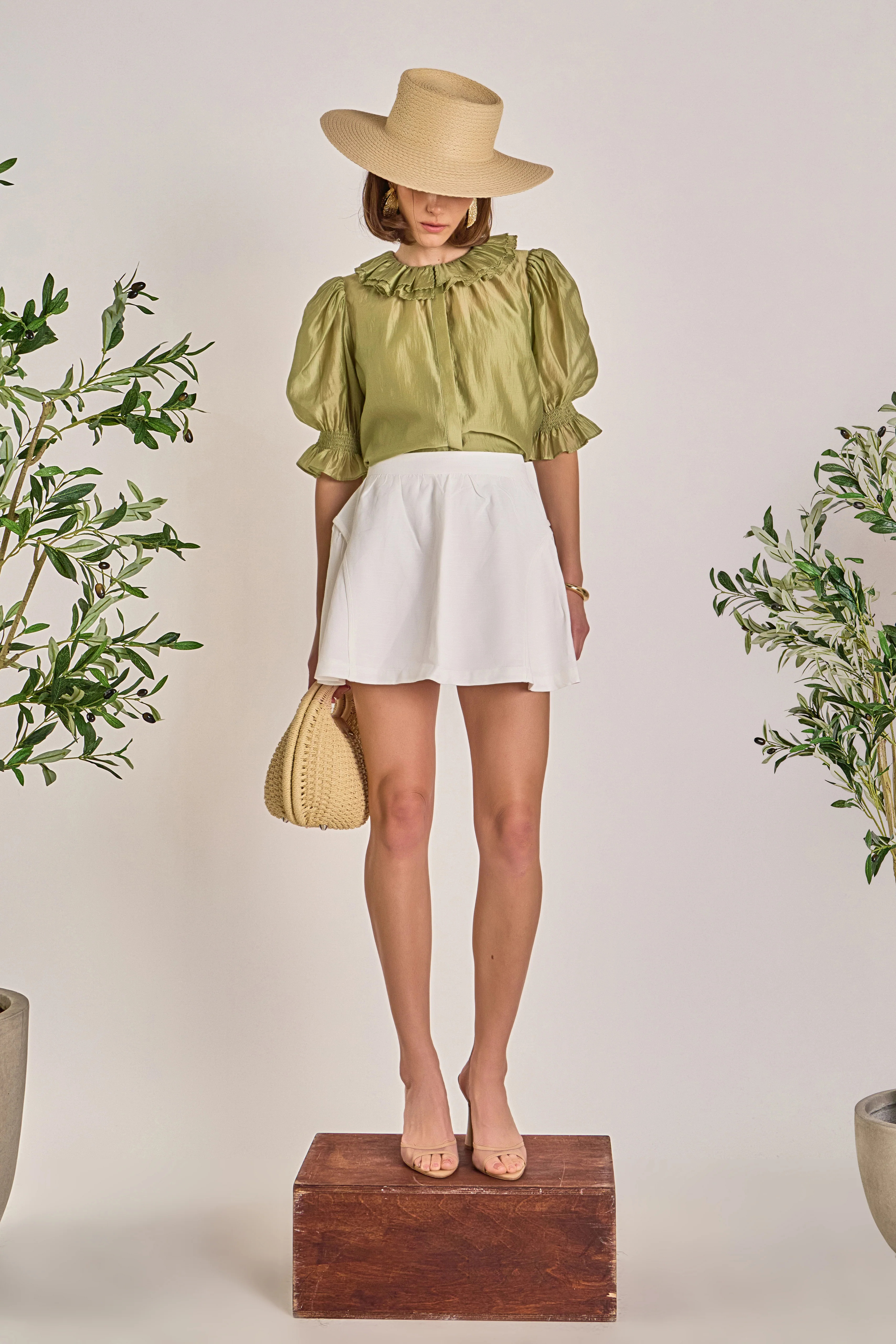 Ruffled Short Sleeves Blouse | English Factory