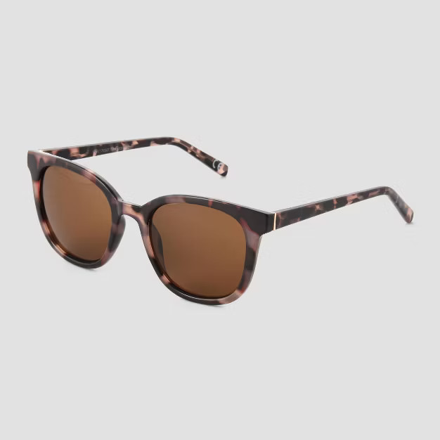 Women's Tortoise Shell Print Crystal Plastic Square Sunglasses - Universal Thread™ Brown | Target