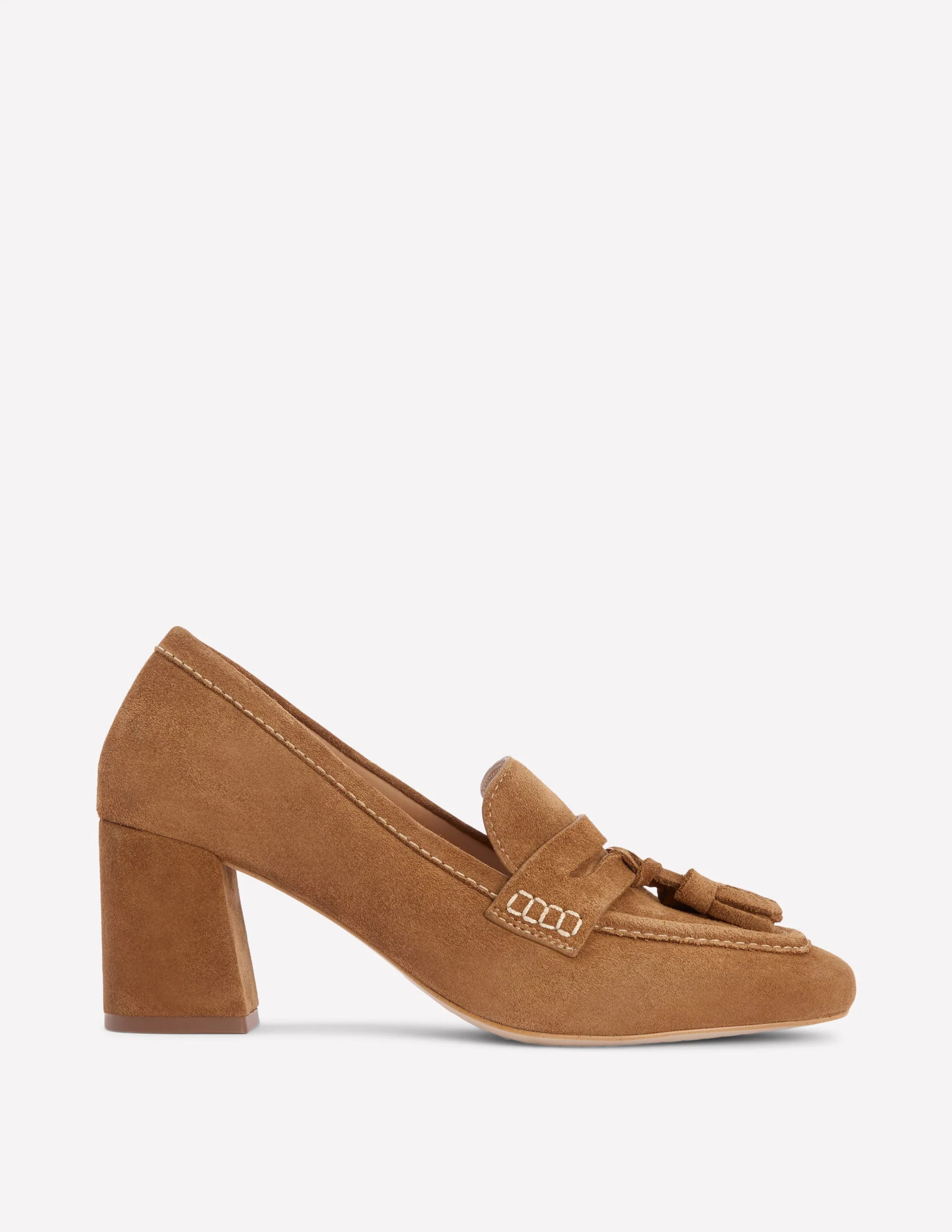 Sol Block Heeled Penny Loafers-Tan | Boden (US)