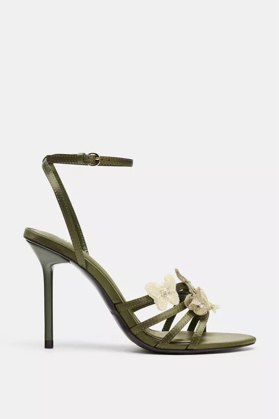 SATIN-EFFECT SANDALS WITH APPLIQUÉS | Zara UK