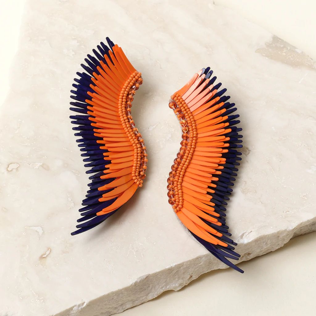 Madeline Earrings Orange Navy | Mignonne Gavigan