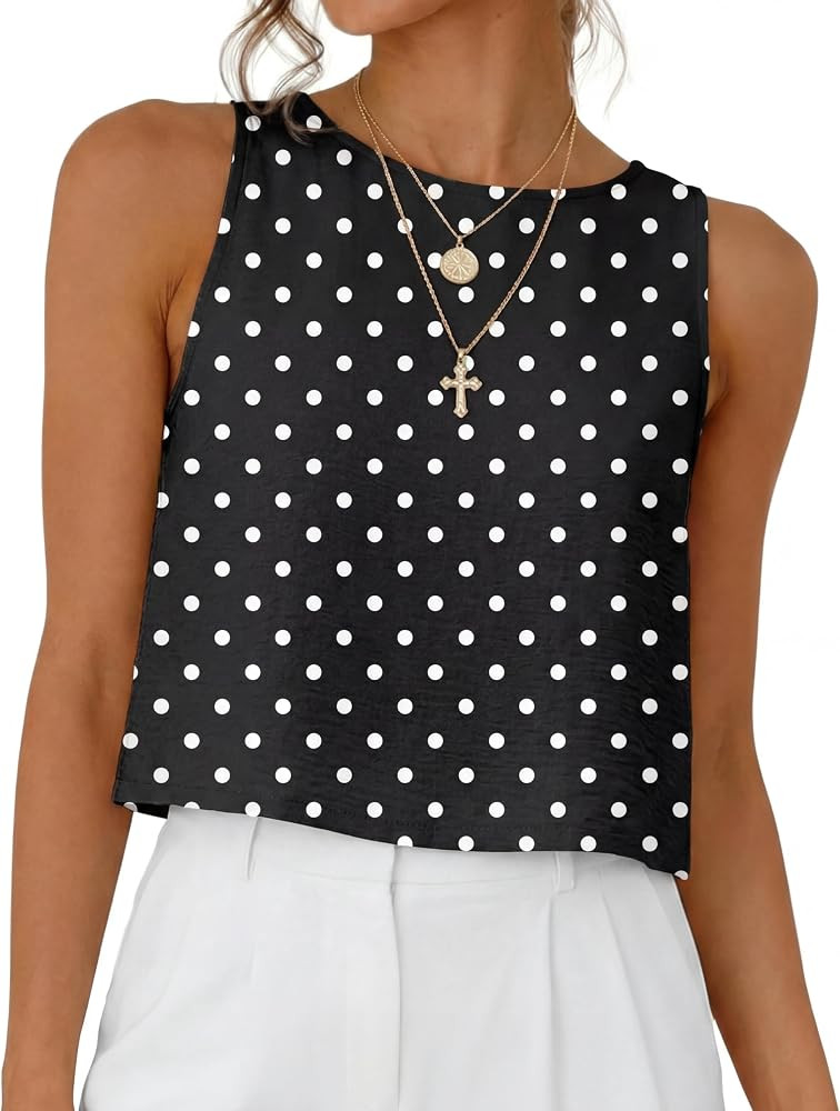Womens Casual Crop Tank Tops 2026 Summer Beach Sleeveless Spring Tops Vacation Outfits | Amazon (US)
