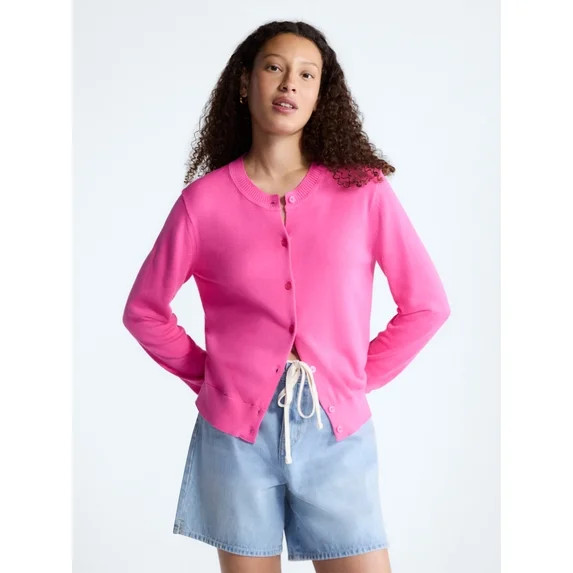 Free Assembly Women's Classic Cardigan Sweater with Long Sleeves, Lightweight, Sizes XS-XXL | Walmart (US)