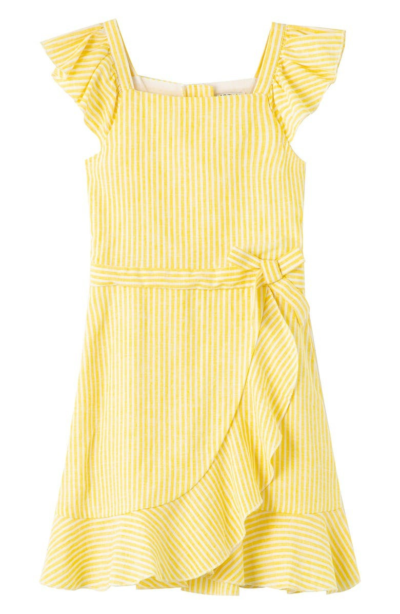 Kids' Stripe Ruffle Linen Blend Dress | Nordstrom