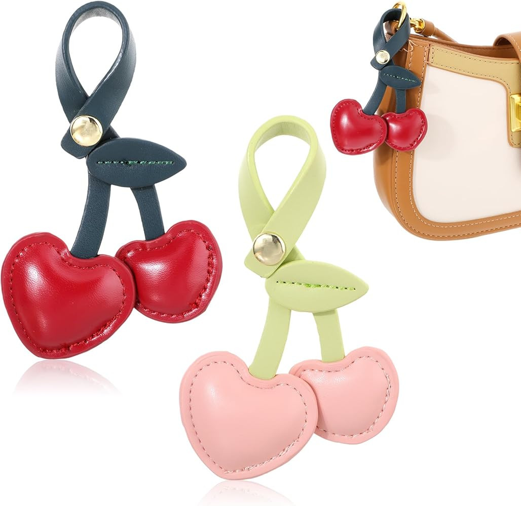 Cherry Charm for Purse Cherry Bag Charm Leather Cherry Keychain for Purse Handbags Decoration Che... | Amazon (US)