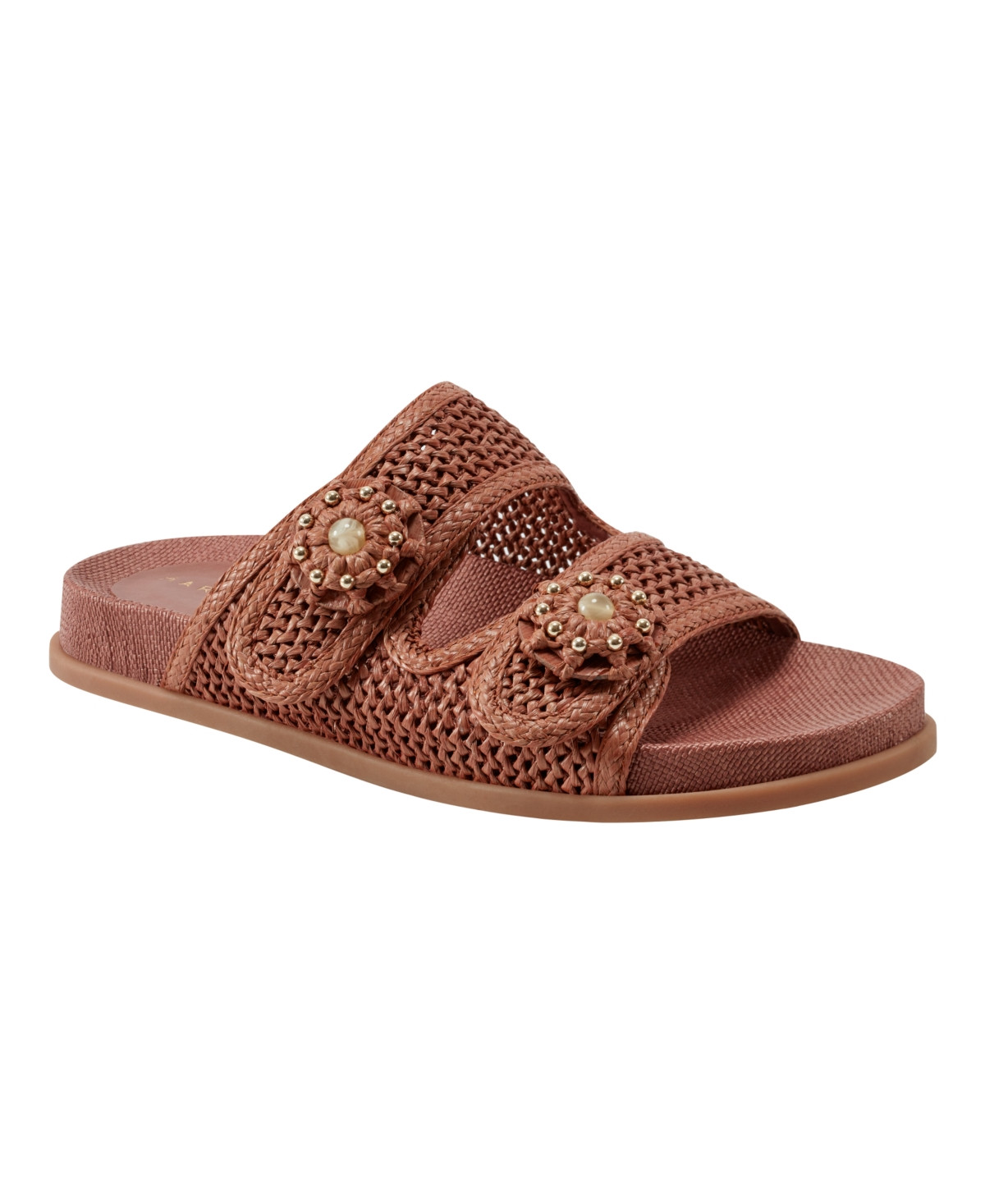 Marc Fisher Ltd Women's Valena Woven Double Strap Flat Sandals - Brown | Macy's