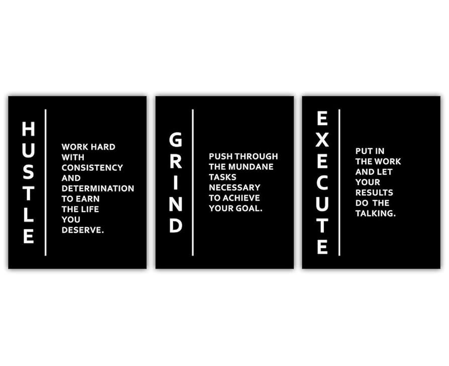 Hustle Grind Execute Definition: Positive Quotes; Inspirational, Motivational & Affirmation Wall ... | Amazon (US)