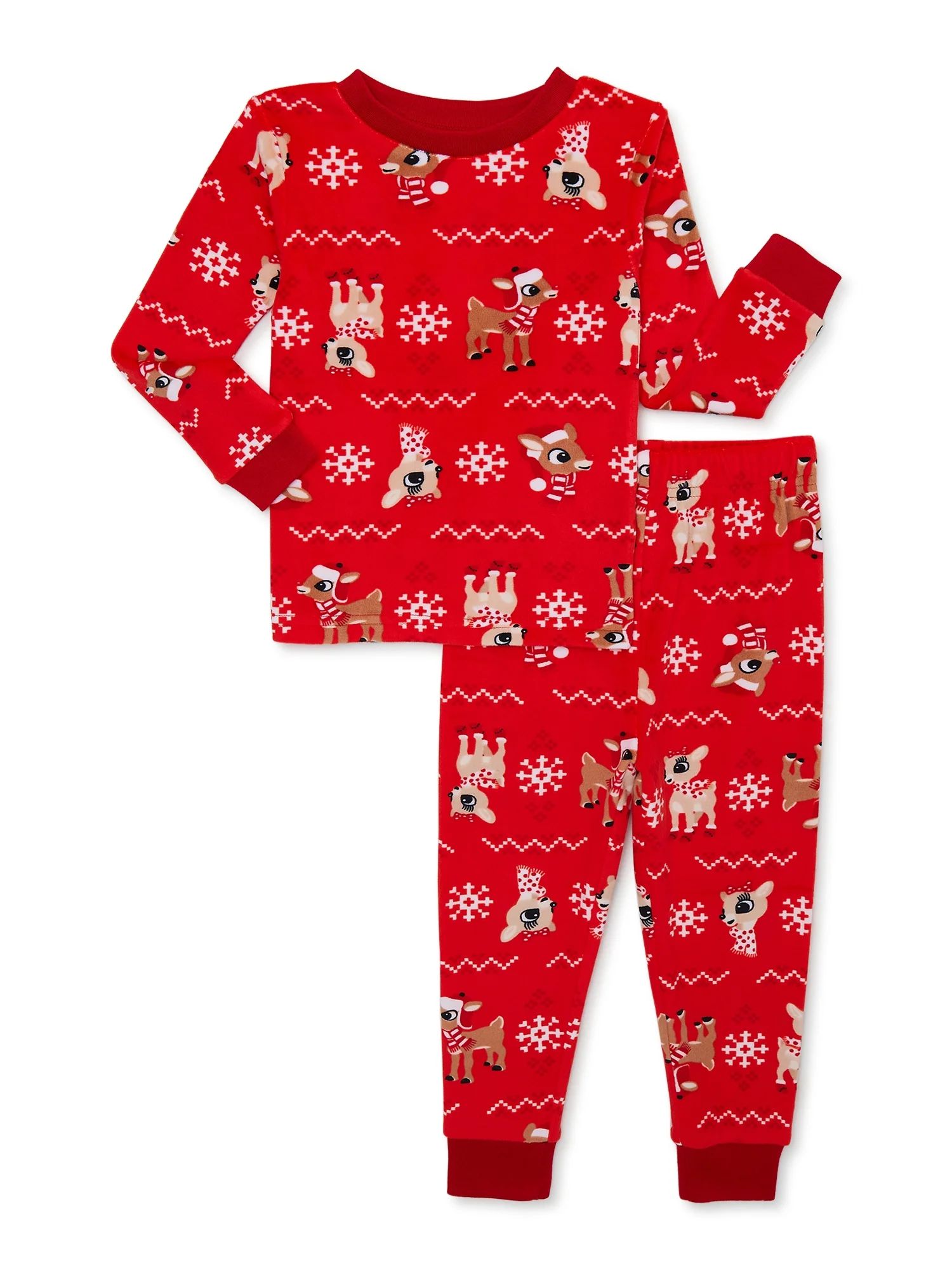 Rudolph Christmas Holiday Toddler Boy and Girl Unisex Fleece Pajama Set, 2-Piece, Sizes 12M-5T - ... | Walmart (US)