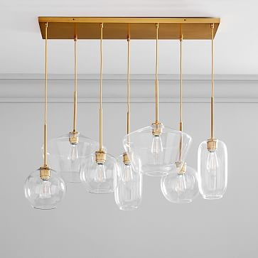 Sculptural Glass 7-Light Multi Chandelier - Clear | West Elm (US)