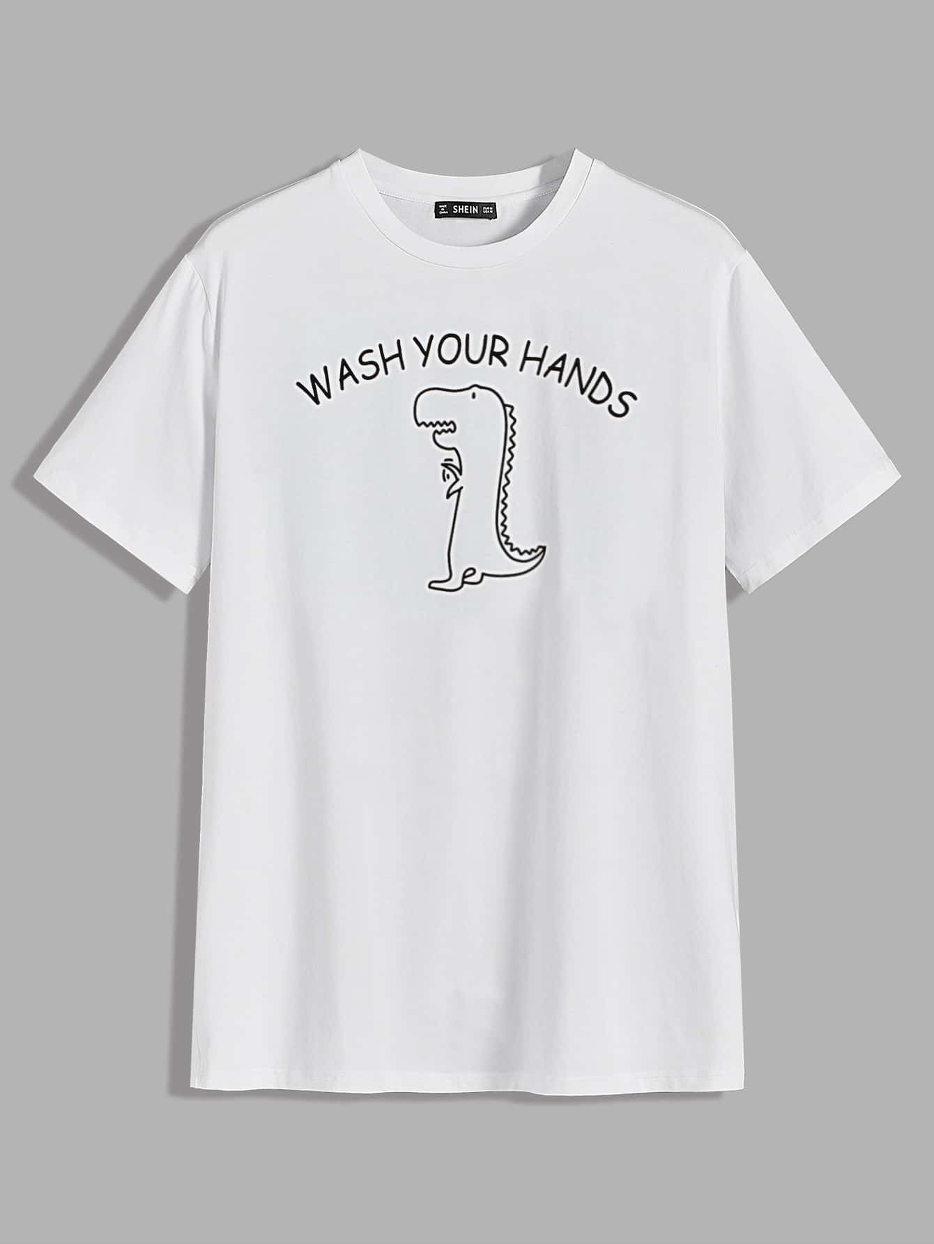 SHEIN Men Cartoon & Slogan Graphic Tee | SHEIN