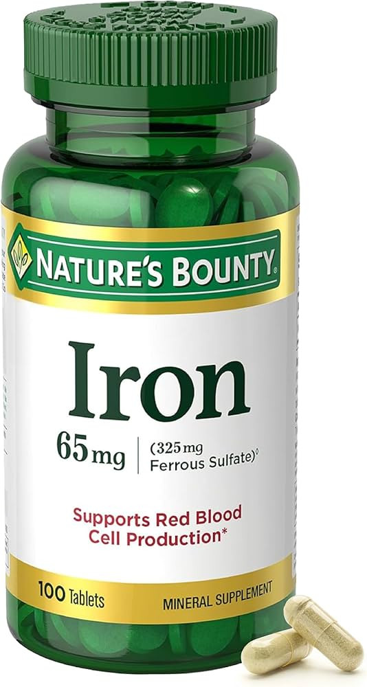 Nature\u2019s Bounty Iron 65mg, 325mg Ferrous Sulfate, 100 Tablets | Amazon (US)