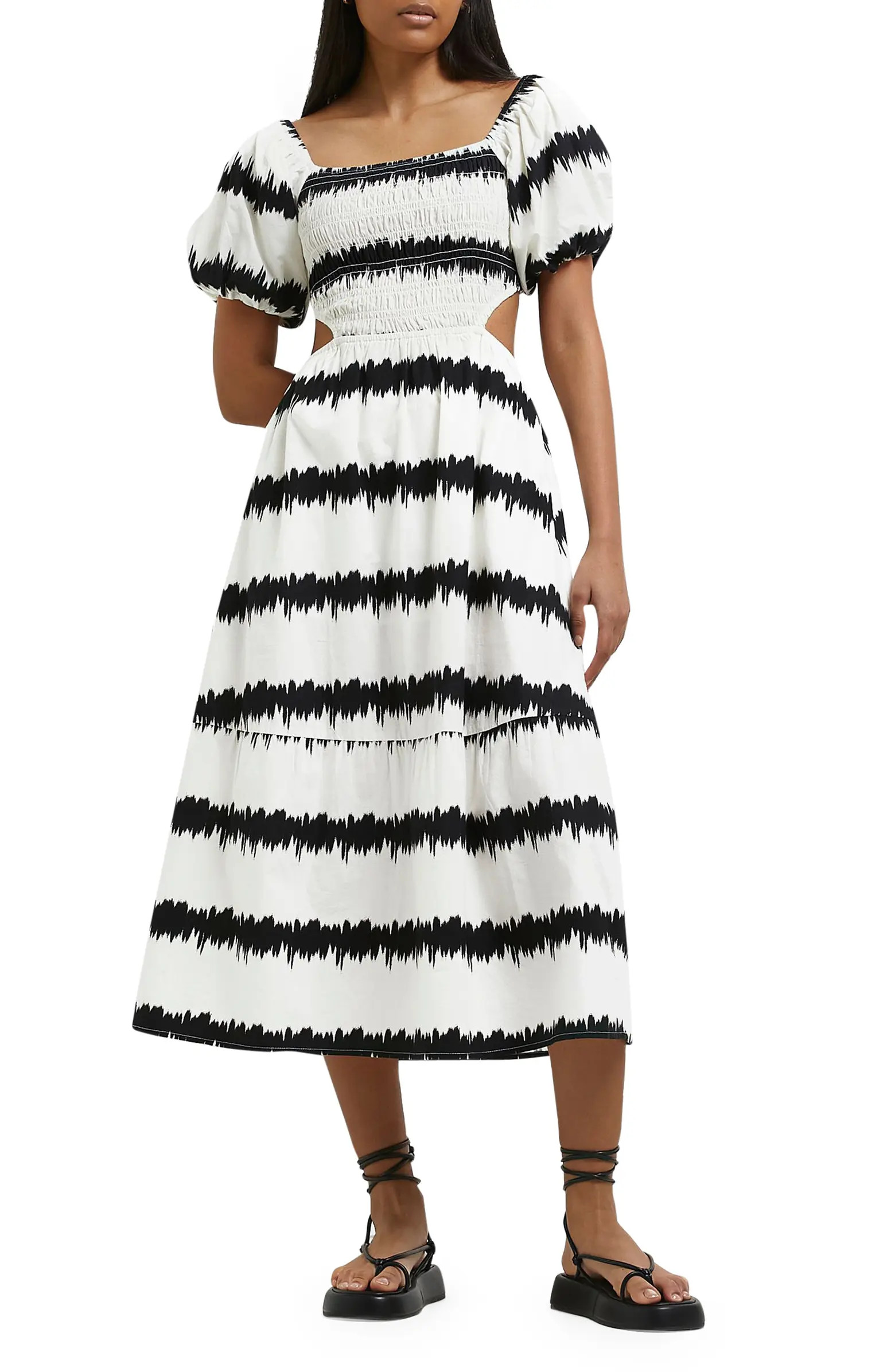 River Island Seismic Stripe Side Cutout Cotton Dress | Nordstrom | Nordstrom