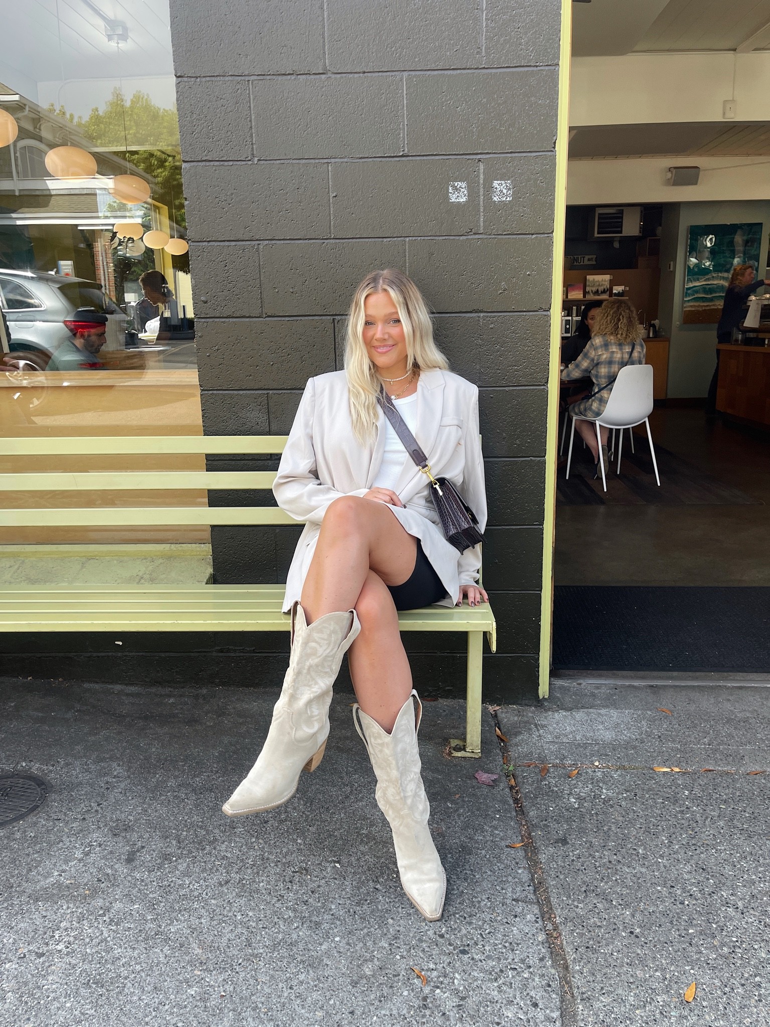 Boots: tts color sand
Blazer size 8 tts
Lululemon bike shorts size 8 / 8” length 
Amazon tank L (sized up)


#LTKshoecrush #LTKunder100