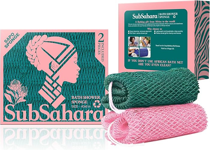 SubSahara Authentic African Net Sponge - 2 Pack Exfoliating Bath & Shower Loofah Sponge for Body ... | Amazon (US)