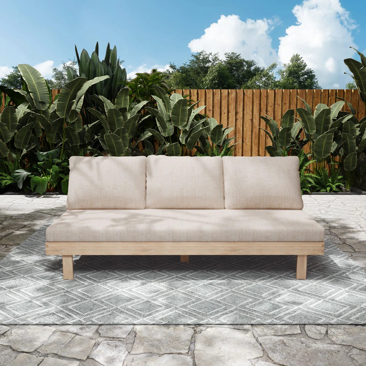 Veridian Outdoor 3-Seater Sofa With Water-Repellent Cushions | Wayfair North America