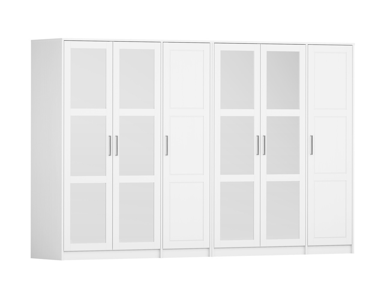 Urban 6-Door Wardrobe with Solid and Mirrored Doors In White | 1stopbedrooms