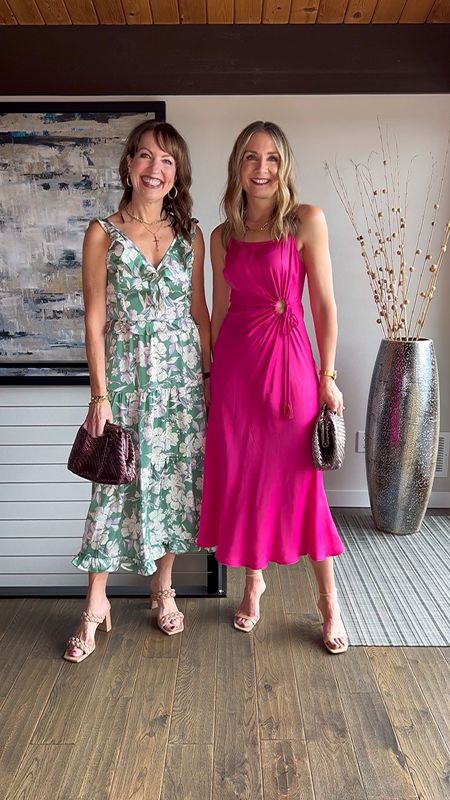 DRESSES WE LOVE: Putting the finishing touches on the CUTEST midi dresses💄💗—both so effortless and pretty + that perfect touch of subtle glam for spring & summer occasions!💐
•
Our dresses are ideal for weddings, graduation, showers, parties, or worn more simply with flat sandals on vacation!🩴 Krista’s is the prettiest floral with sweet ruffles and a cute smocked cutout in the back. I love the tiny cinched cutout that accents the waist of my pink dress—it also comes in blue and a tropical green print!💗  You can shop both our outfits on the @shop.LTK app!
HOW TO SHOP OUR LOOKS:
1️⃣Comment LINKS and we will send you a DM with links to both our outfits!
2️⃣OR click on link in our bio to shop our looks on the @shop.ltk app
3️⃣OR click on link in bio to shop on our lastseenwearing.com website 
4️⃣We will also share all the links in our stories!🛍️

Heartloom, farm rio, dolce vita, wedding guest dress, pink midi dress, green dress, bridal shower, date night, vacation dress 

#LTKstyletip #LTKSeasonal #LTKwedding