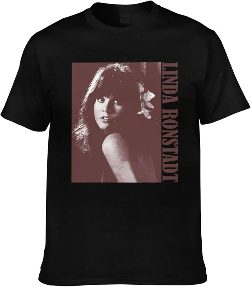 Linda Music Ronstadt Shirt Men's Printed Pure Cotton T-Shirt Crew Neck Short Sleeved Top Black | Amazon (US)