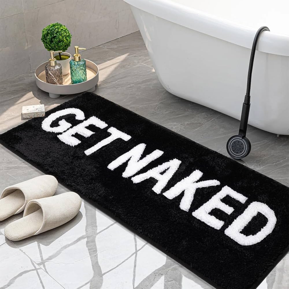 Get Naked Bath Mat Long Runner Mat Cute Bathroom Rugs Non Slip Absorbent Black Funny Bathroom Dec... | Amazon (US)