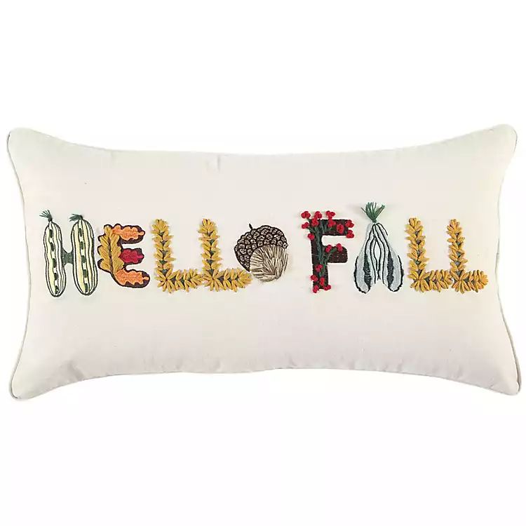 Hello Fall Embroidered Lumbar Pillow | Kirkland's Home
