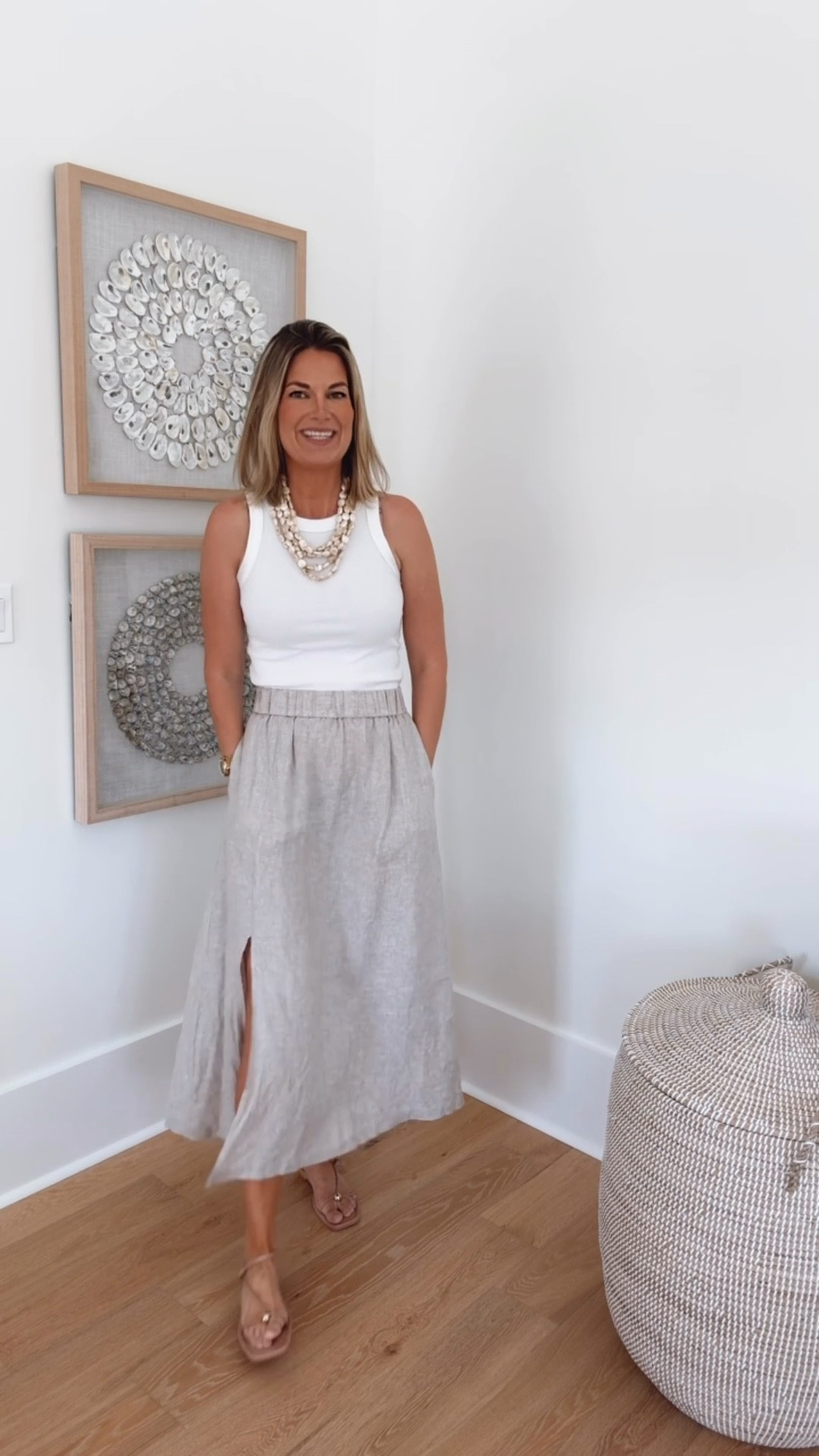 An alternative to shorts - this linen maxi skirt. Elastic waist with pockets. I am in size small in the skirt and tank.  

#LTKmomlife #LTKgrwm #LTKootd