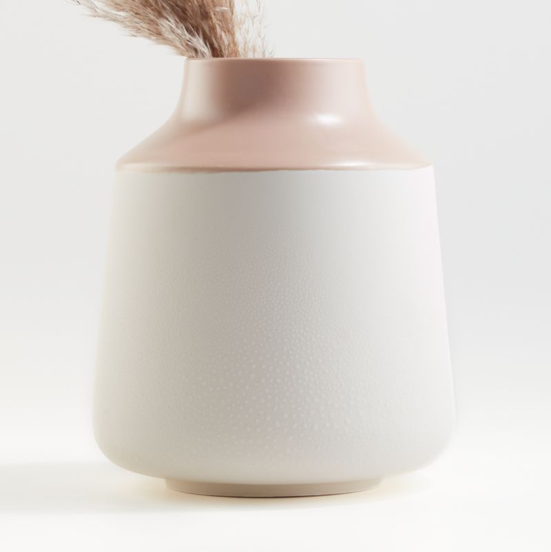 Allondra Rose and White Ceramic Vase | Crate and Barrel | Crate & Barrel