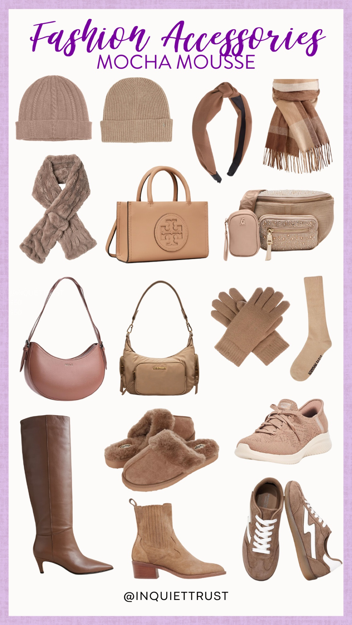 Calling all fashionistas and neutral girlies! Get ready to fall head over heels for the Pantone color of the year: Mocha Mousse! Grab these trendy Mocha Mousse accessories: cozy scarves, beanies, chic handbags, boots and more that’s all in the color of the season.
#winteressentials #fashionaccessories #shoeinspo #everydaywear

#LTKSeasonal #LTKStyleTip #LTKShoeCrush
