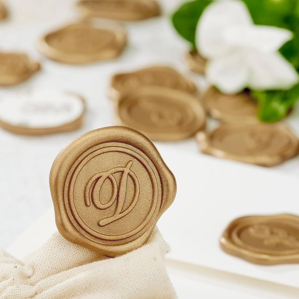 Initial Alphabet Gold Adhesive Wax Seal Stickers, 25Pack Letter Wax Seal Stickers Envelope Seal S... | Amazon (US)